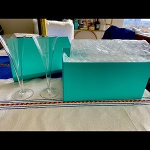 Tiffany & Co. crystal trumpet champagne flutes (2) with original packaging